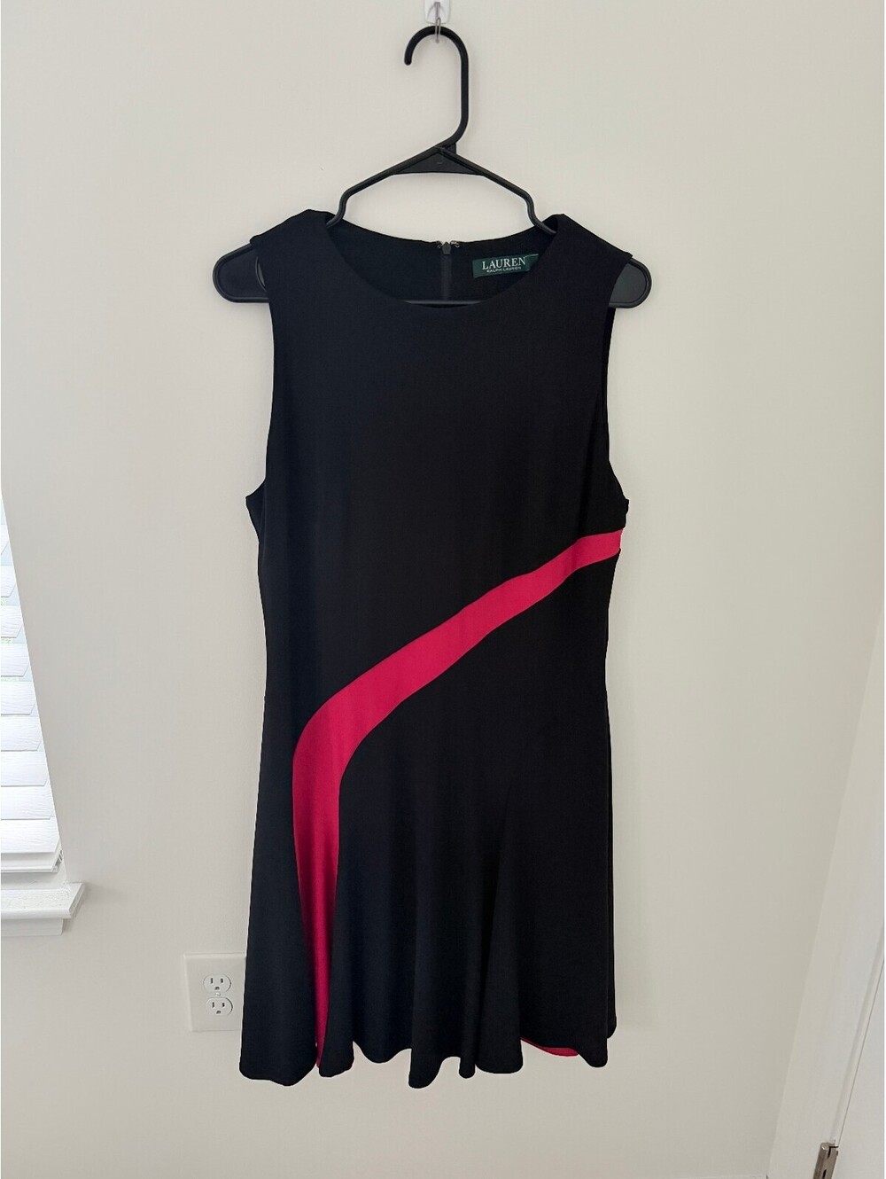 Lauren Ralph Lauren Black & Pink Dress | Sleeveless  Fit/Flare Dress|Size 14